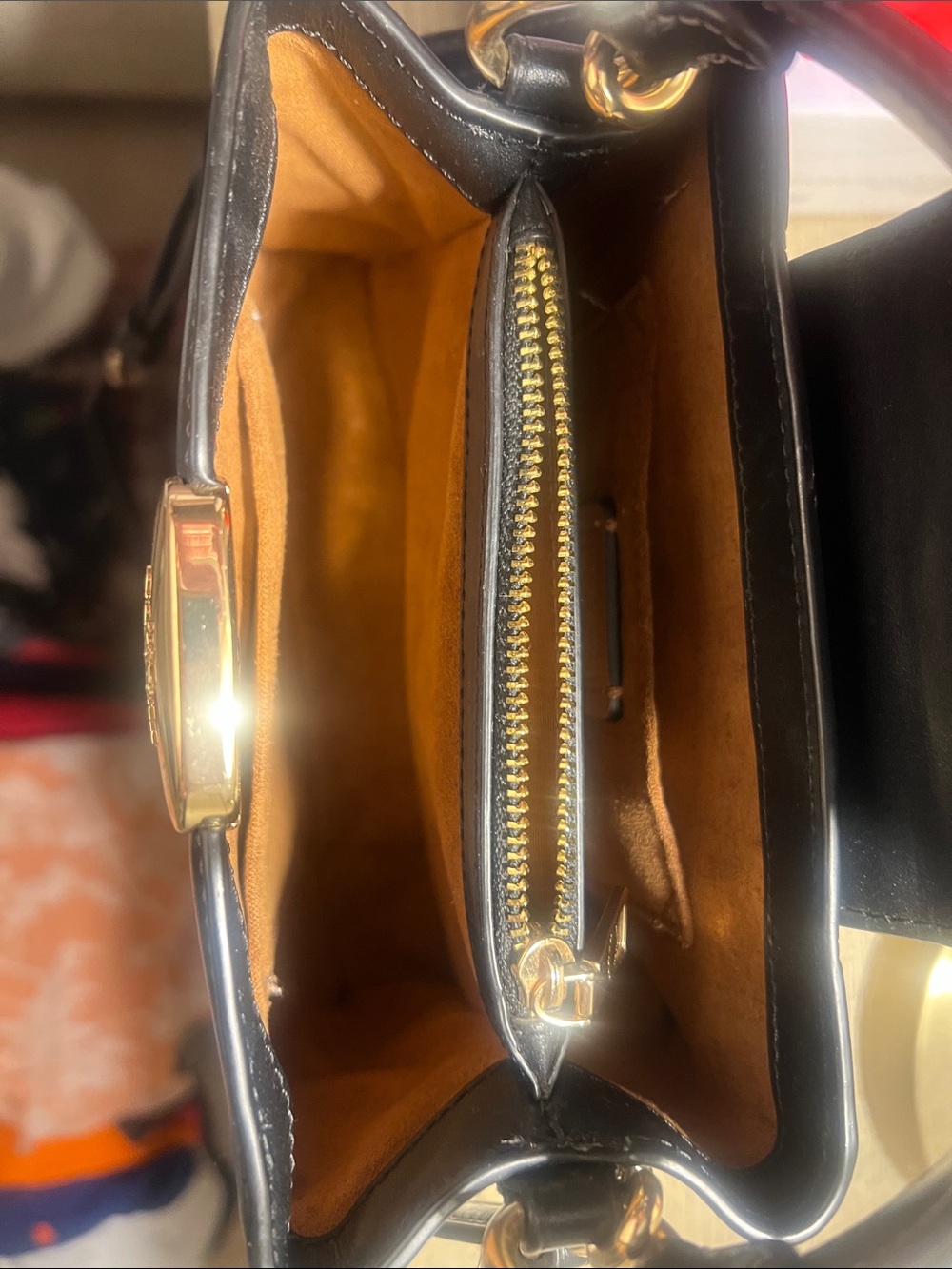 Coach Black Leather Mini Top-Handle Bag with Gold Plaque - Picture 2 of 4